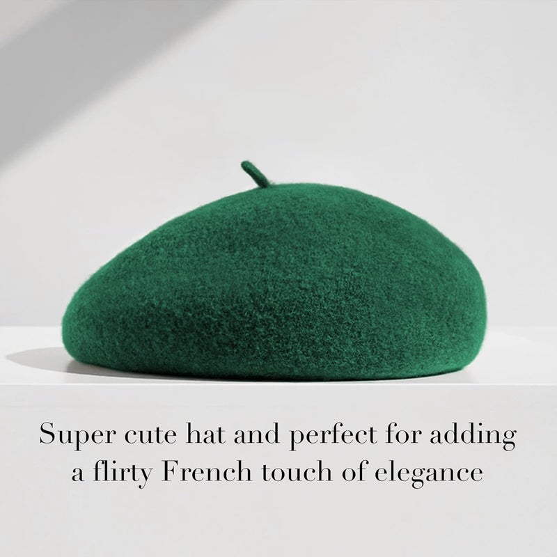 Sumolux Women Beret Hat Wool Vintage French Solid Color Classic Winter Cap - Image 2